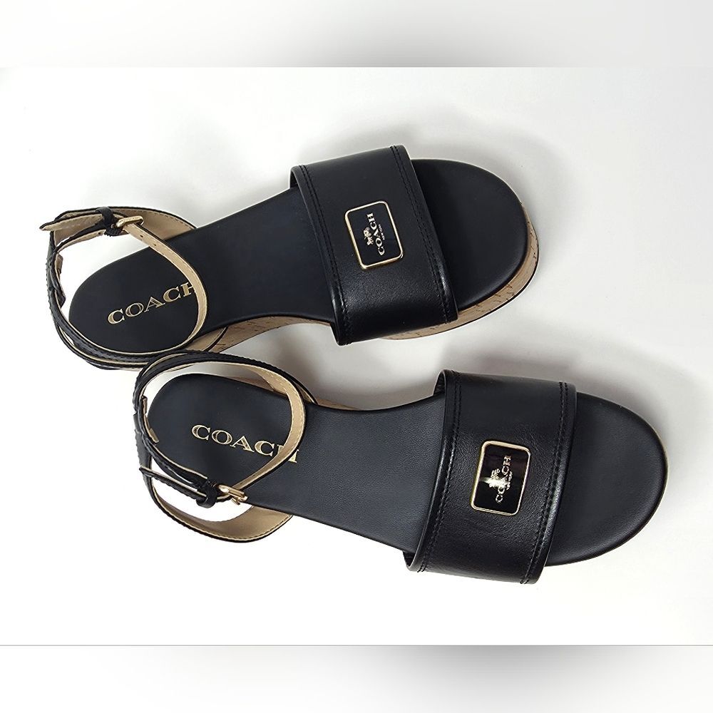 Coach Tullie Leather Platform Strap Sandal Black Women's Size 6.5 CR884 - Picture 5 of 16